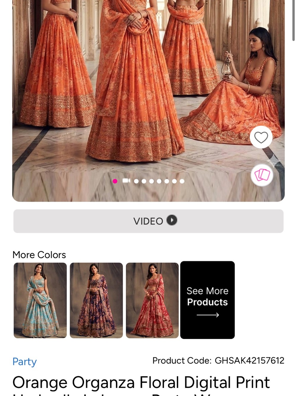 Women's Embroidered Orange Formal Dress - Picture 4 of 4